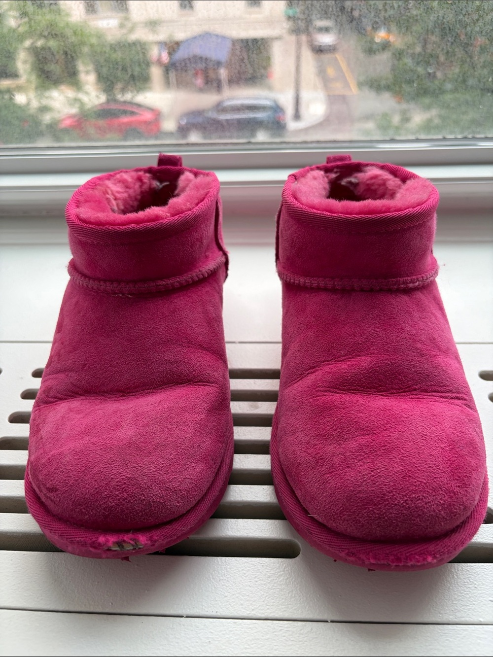 UGG Kids Hot Pink Suede Shearling Boots